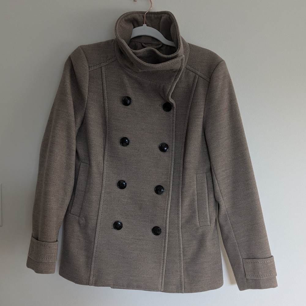H&M taupe double breasted coat size 10